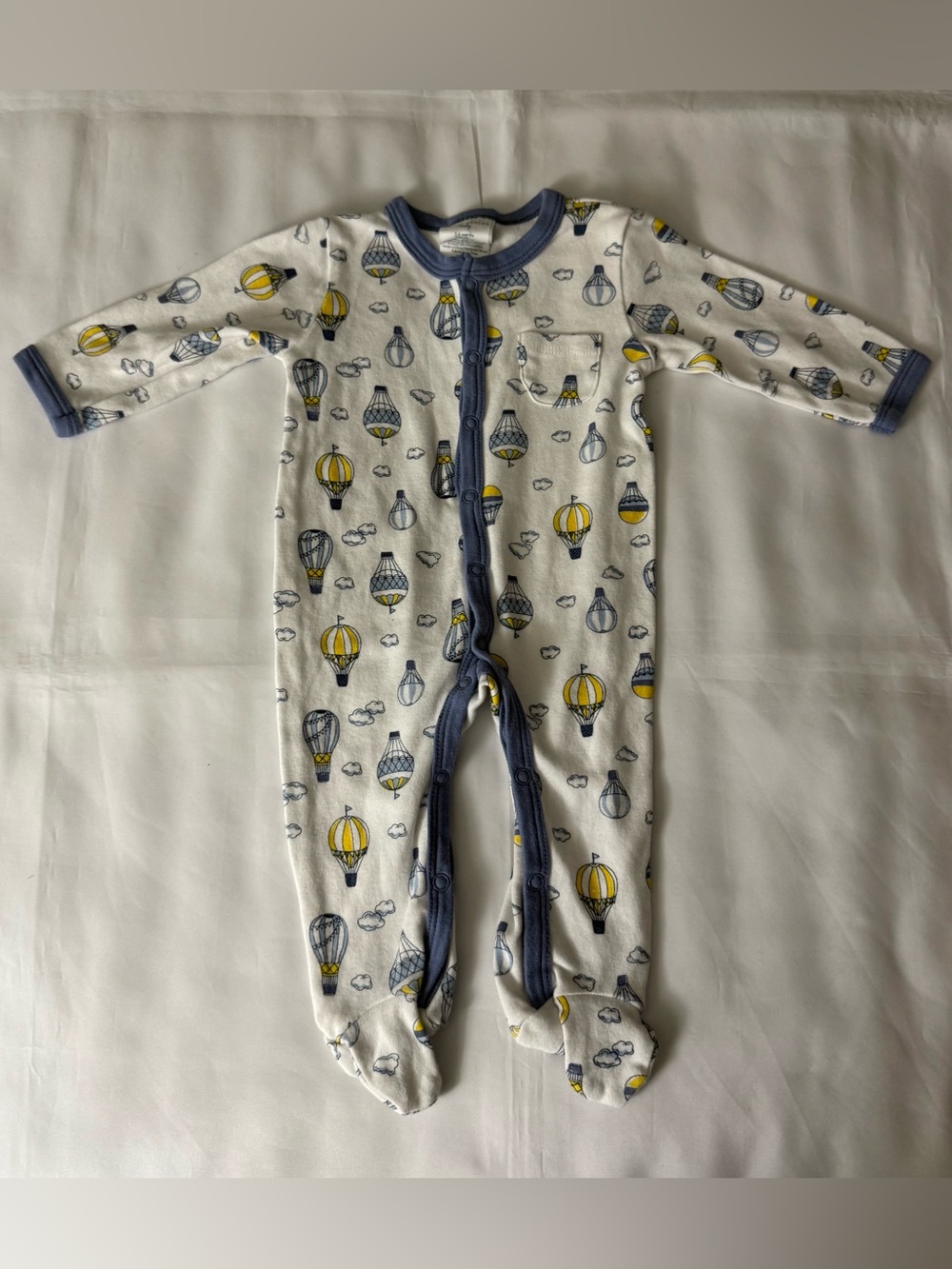 Laura Ashley Baby - Blue, Yellow & White Footed Onesie